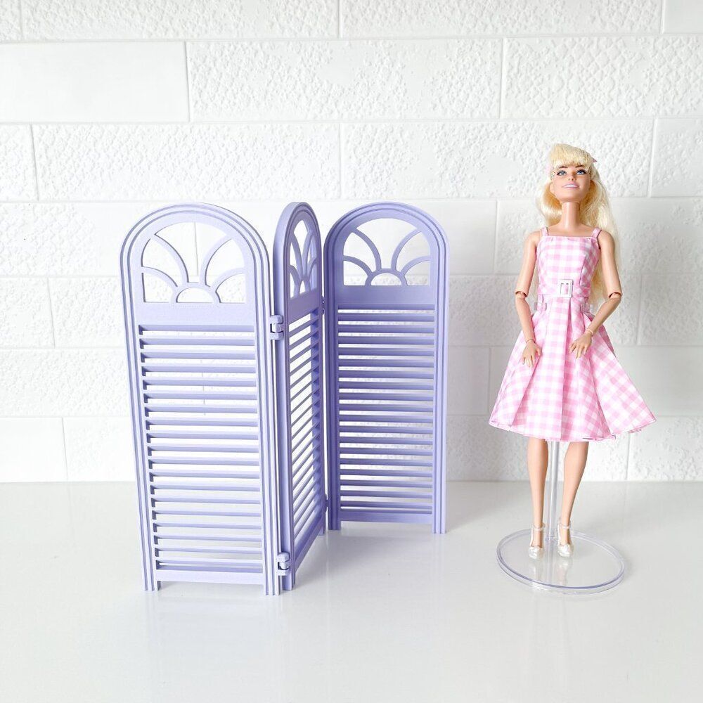 3-Panel Lavender Privacy Screen Doll 1:6 Scale Furniture 12” Barbie Integrity - Picture 2 of 4